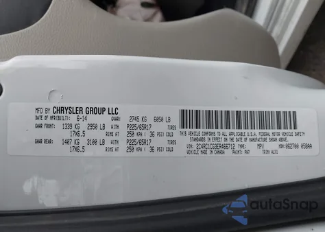 2014 Chrysler Town & Country Touring-L из США, поврежденный, VIN 2C4RC1CG3ER466712